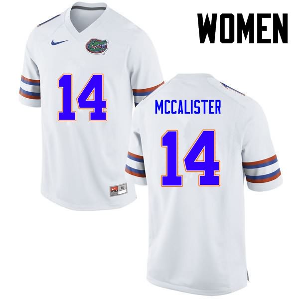 NCAA Florida Gators Alex McCalister Women's #14 Nike White Stitched Authentic College Football Jersey BAA4864KN